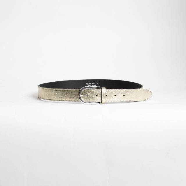 W by Whitemood-Cintura genuine leather - laminata gold