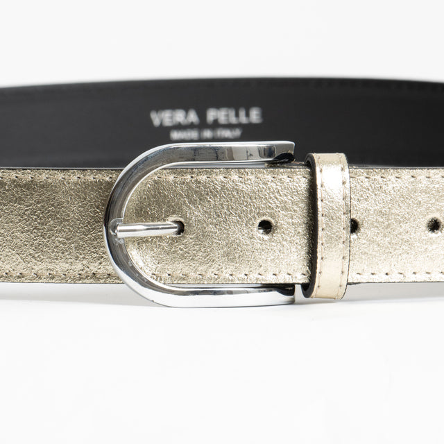 W by Whitemood-Cintura genuine leather - laminata gold