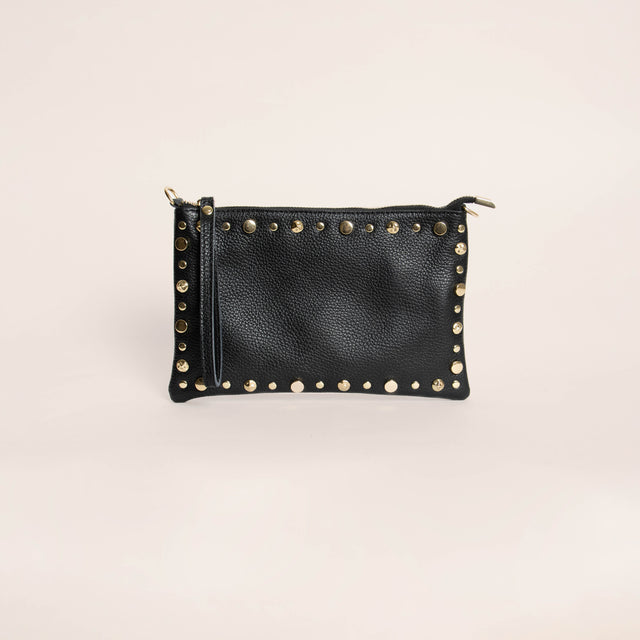 W by whitemood- Pochette con nappine e borchie - Nero