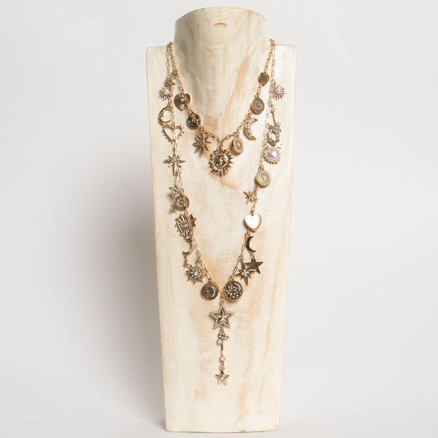 W by Whitemood-Collana multifilo con ciondoli - gold