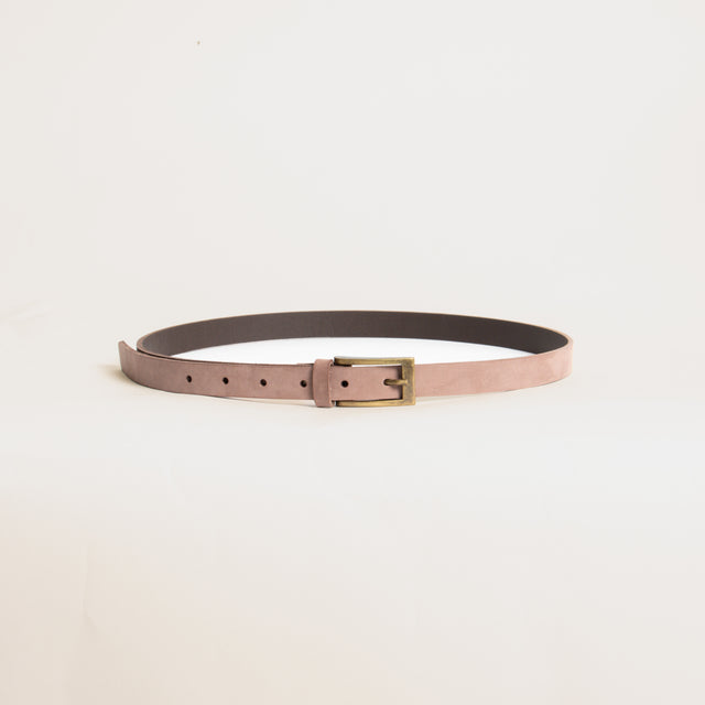 Zeroassoluto-Cintura vera pelle fibbia rettangolare - mauve