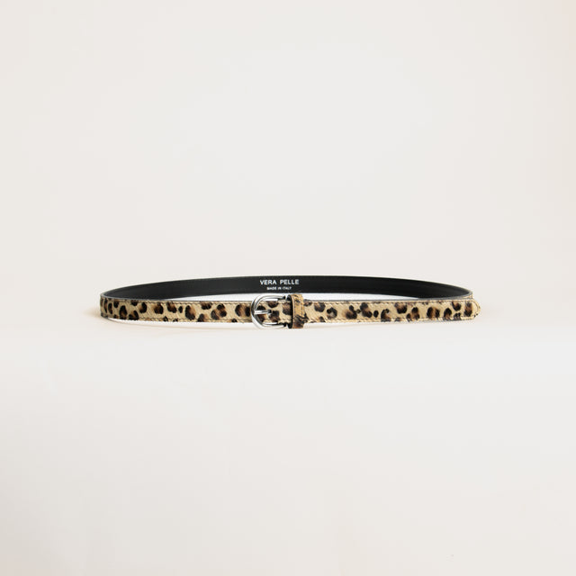 Zeroassoluto-Cintura fina cavallino animalier - maculato beige/nero
