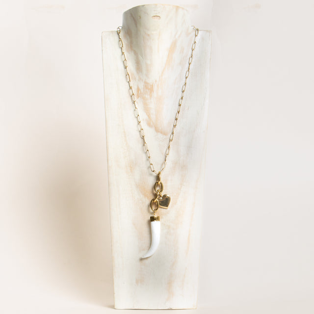 Kontatto-Collana corno + cuore - bianco/gold