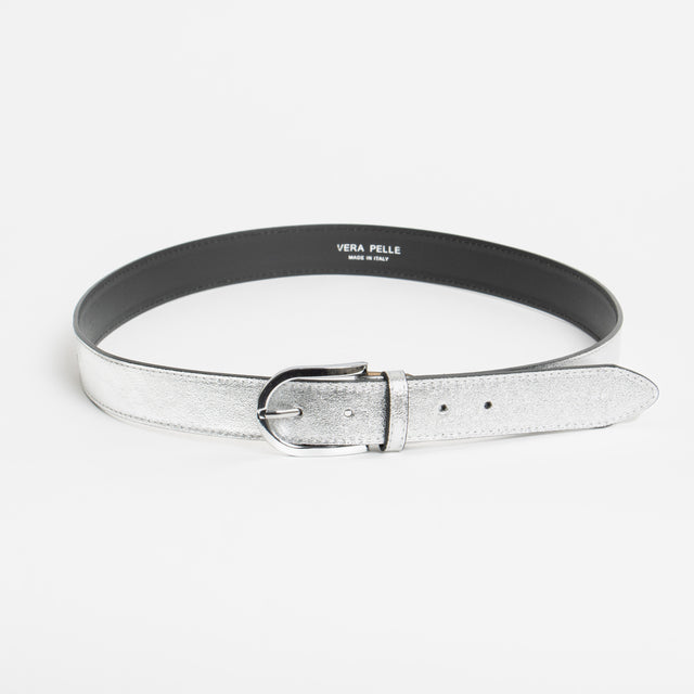 W by Whitemood-Cintura laminata genuine leather - silver