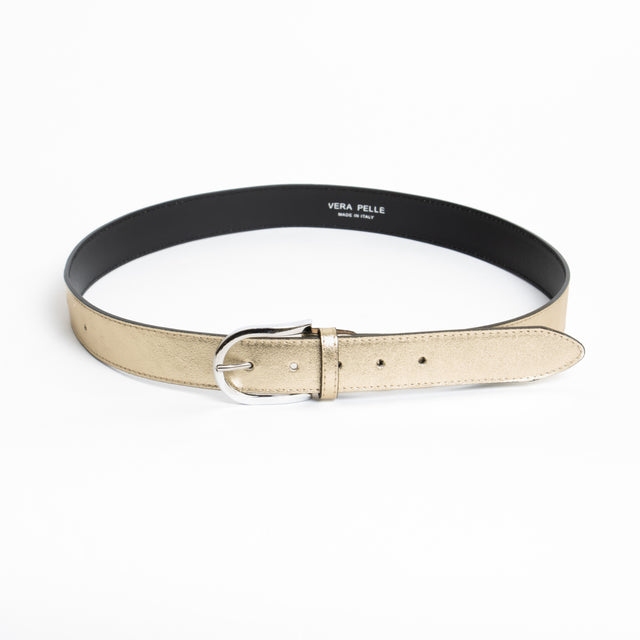 W by Whitemood-Cintura laminata genuine leather - gold