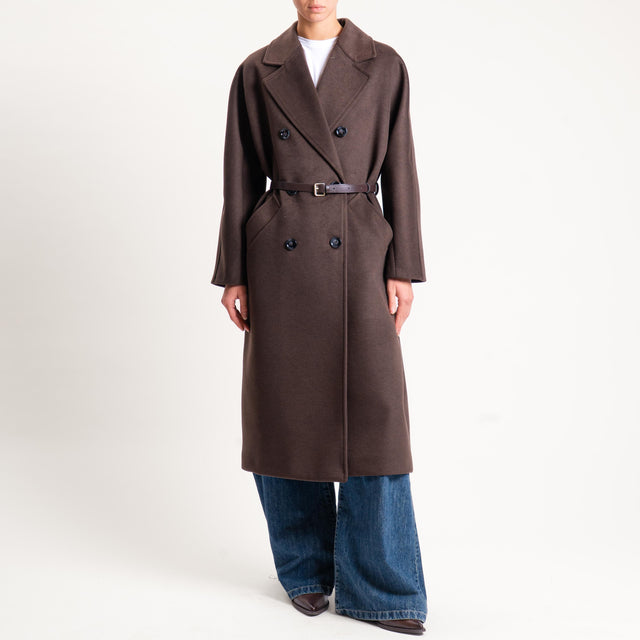 Imperial-Cappotto doppiopetto con cintura - fondente