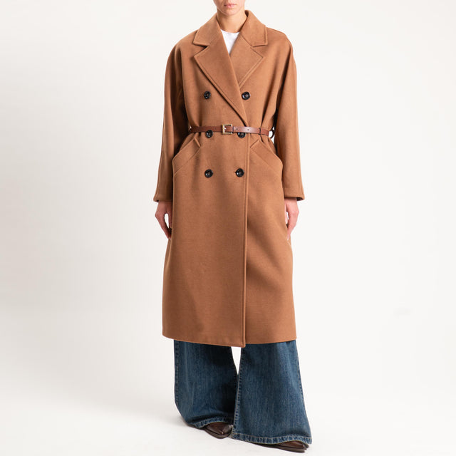 Imperial-Cappotto doppiopetto con cintura - tabacco