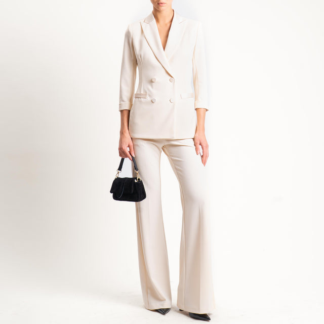 Imperial-Pantalone crêpe elasticizzato - gesso