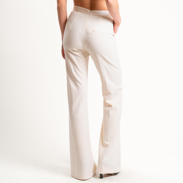 Imperial-Pantalone crêpe elasticizzato - gesso