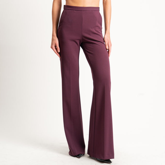 Imperial-Pantalone crêpe elasticizzato - prugna