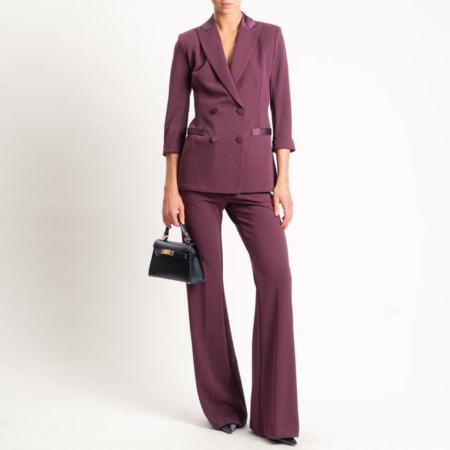 Imperial-Pantalone crêpe elasticizzato - prugna