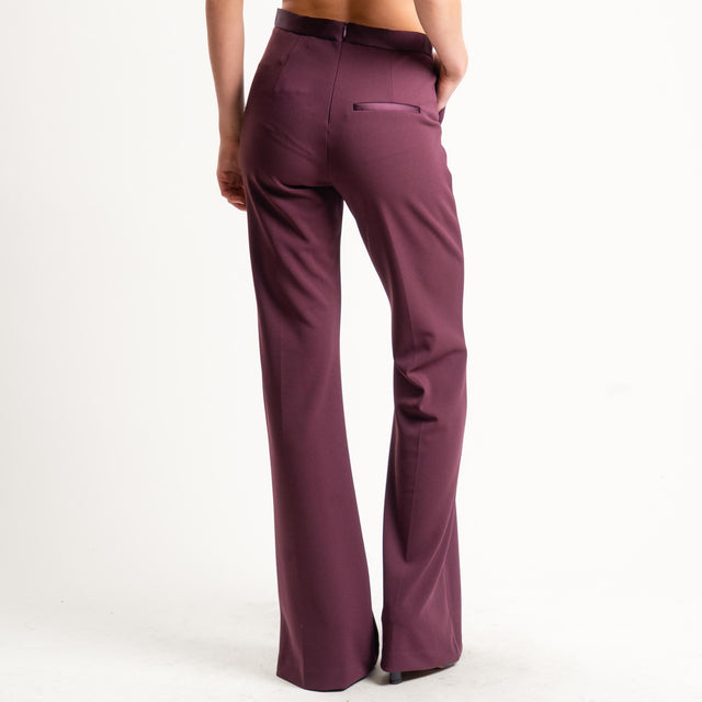 Imperial-Pantalone crêpe elasticizzato - prugna