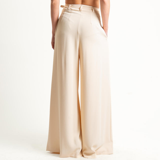 Imperial-Pantalone wide leg tessuto fluido - gesso