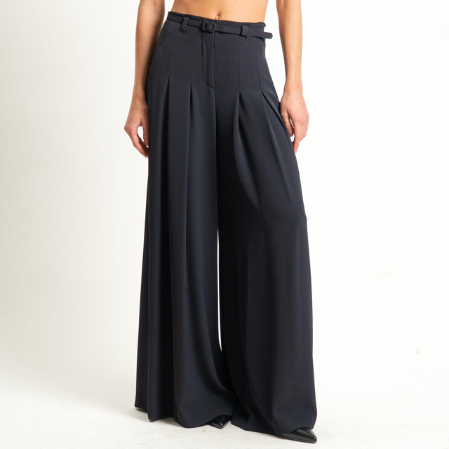 Imperial-Pantalone wide leg tessuto fluido - nero