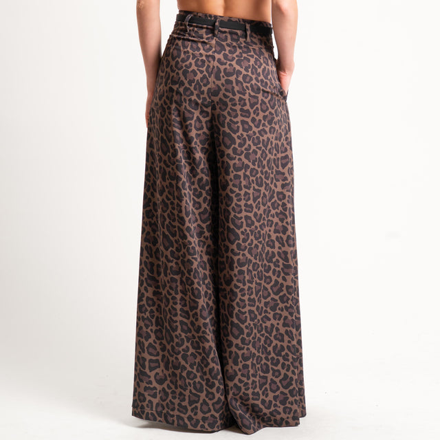 Imperial-Pantalone wide leg fantasia animalier - cioccolato