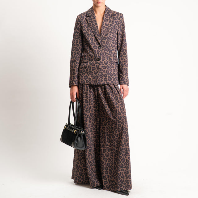 Imperial-Pantalone wide leg fantasia animalier - cioccolato