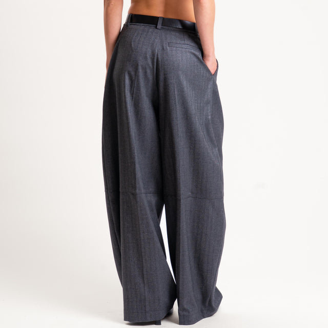 Imperial-Pantalone barrel extra wide leg spigato - nero