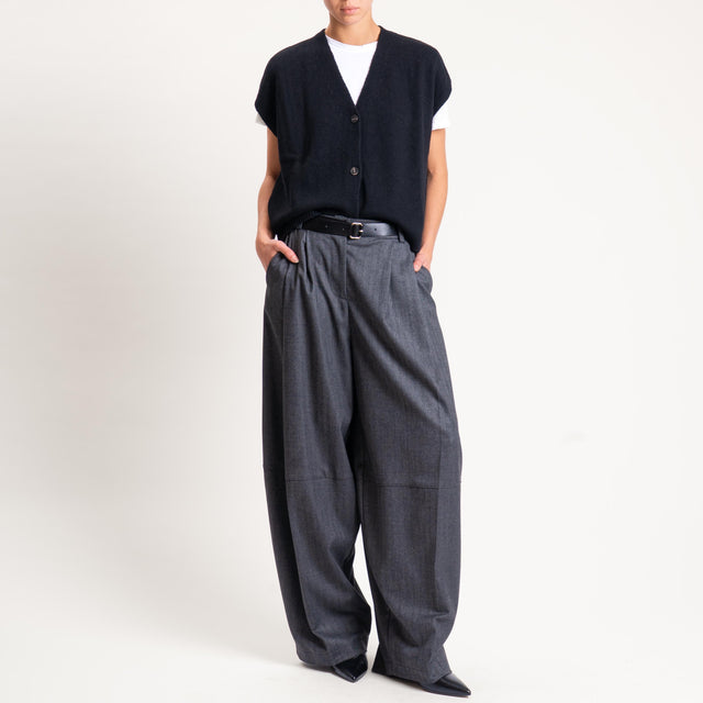 Imperial-Pantalone barrel extra wide leg spigato - nero