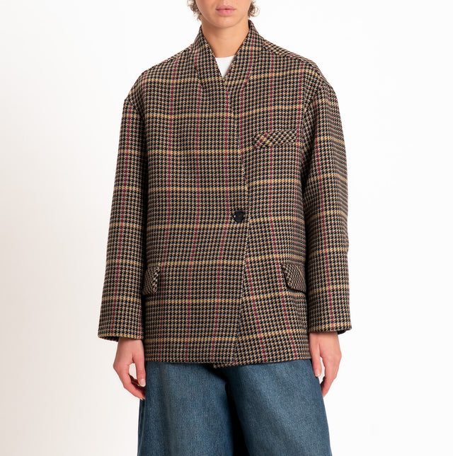 Dixie-Giacca bomber pied de poule - beige/nero/melanzana