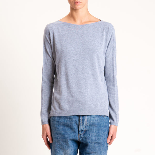 Kontatto-Maglia girocollo spacchi laterali - grigio melange