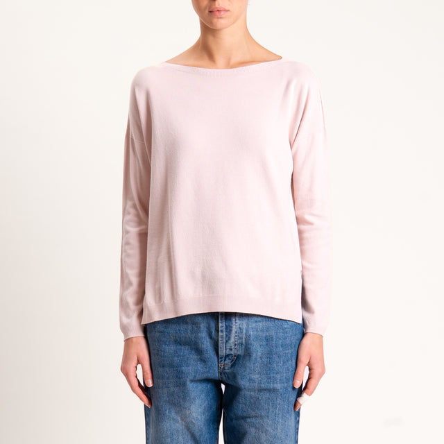 Kontatto-Maglia girocollo spacchi laterali - rosa