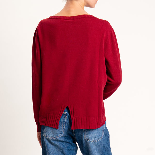 Kontatto-Maglia girocollo spacco dietro - cherry