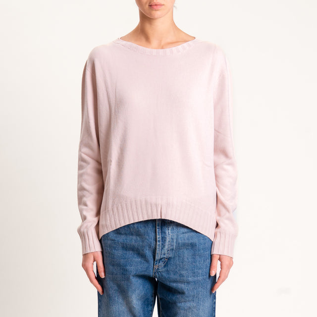 Kontatto-Maglia girocollo spacco dietro - rosa