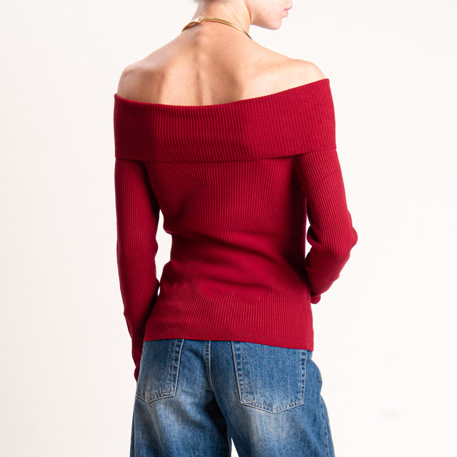 Kontatto-Maglia a coste collo shiffer - cherry