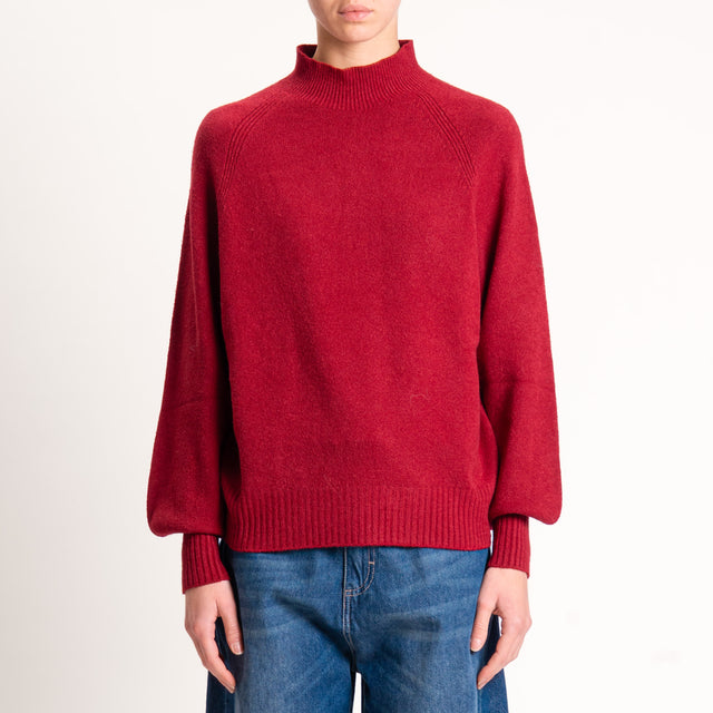 Kontatto-Maglia collo montato manica palloncino - cherry