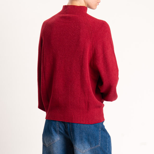 Kontatto-Maglia collo montato manica palloncino - cherry