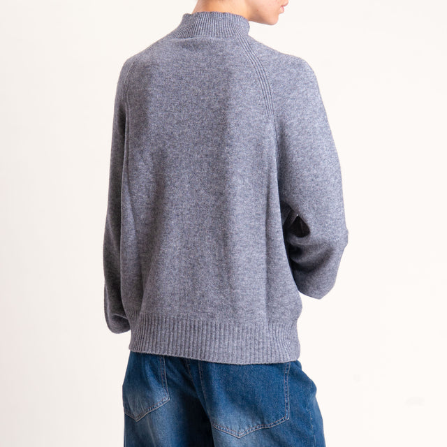 Kontatto-Maglia collo montato manica palloncino - grigio medio