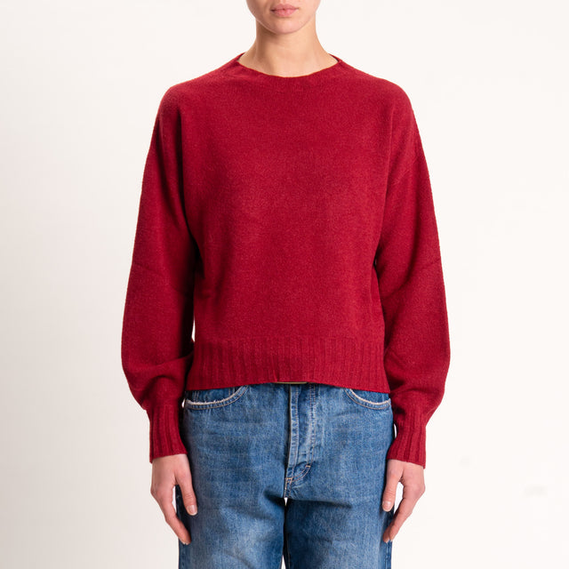 Kontatto-Maglia girocollo bordi a coste - cherry