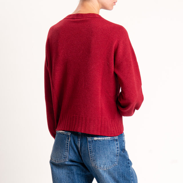 Kontatto-Maglia girocollo bordi a coste - cherry