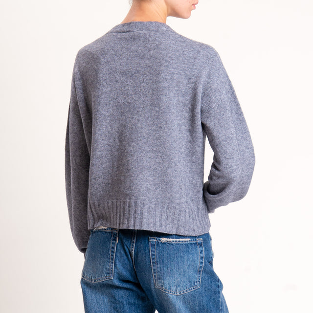 Kontatto-Maglia girocollo bordi a coste - grigio medio