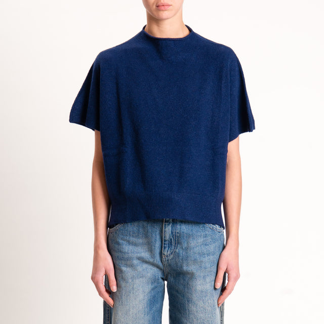 Kontatto-Maglia scatola mezza manica spacchi laterali - blu