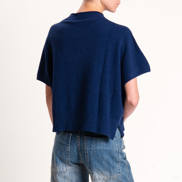 Kontatto-Maglia scatola mezza manica spacchi laterali - blu