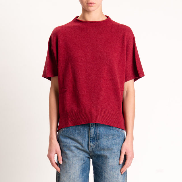 Kontatto-Maglia scatola mezza manica spacchi laterali - cherry