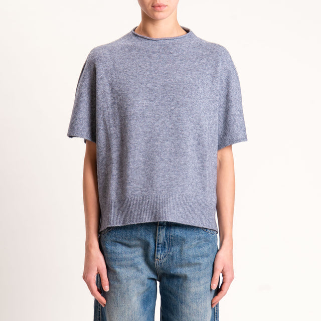 Kontatto-Maglia scatola mezza manica spacchi laterali - grigio medio