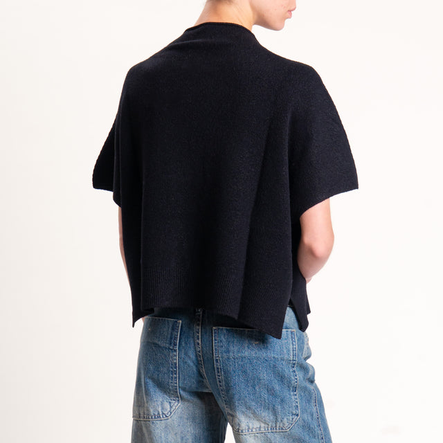 Kontatto-Maglia scatola mezza manica spacchi laterali - Nero
