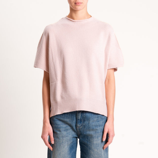 Kontatto-Maglia scatola mezza manica spacchi laterali - rosa