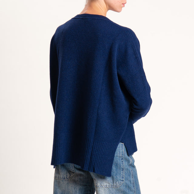 Kontatto-Maglia scollo v spacchi laterali - blu