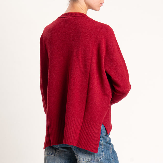 Kontatto-Maglia scollo v spacchi laterali - cherry