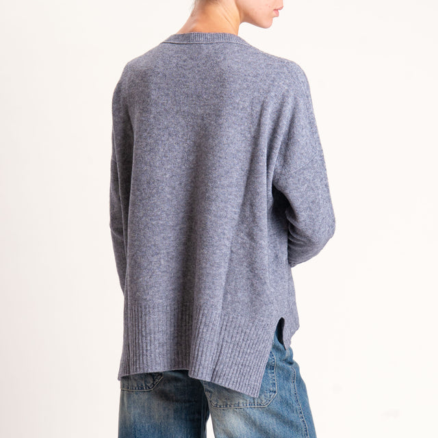 Kontatto-Maglia scollo v spacchi laterali - grigio medio