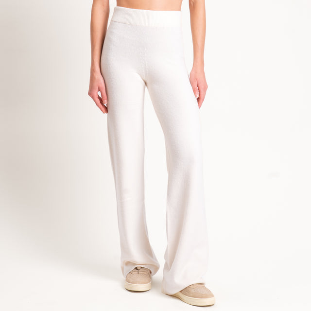 Kontatto-Pantalone in maglia elastico in vita - avorio