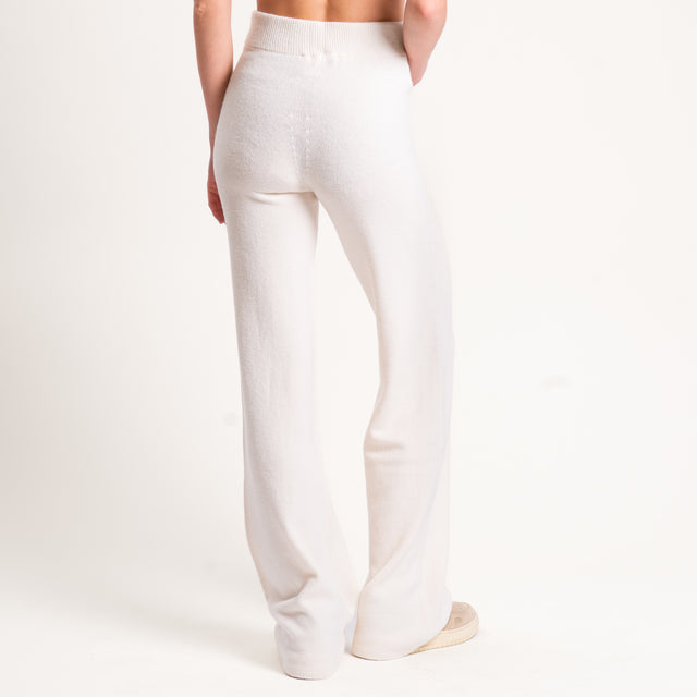 Kontatto-Pantalone in maglia elastico in vita - avorio