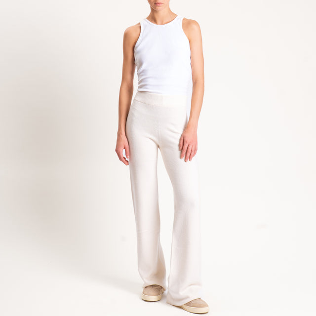 Kontatto-Pantalone in maglia elastico in vita - avorio