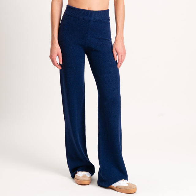 Kontatto-Pantalone in maglia elastico in vita - blu