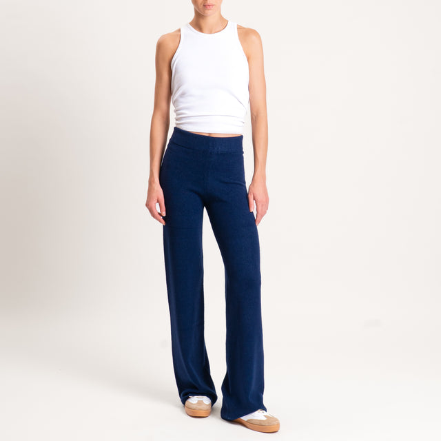 Kontatto-Pantalone in maglia elastico in vita - blu