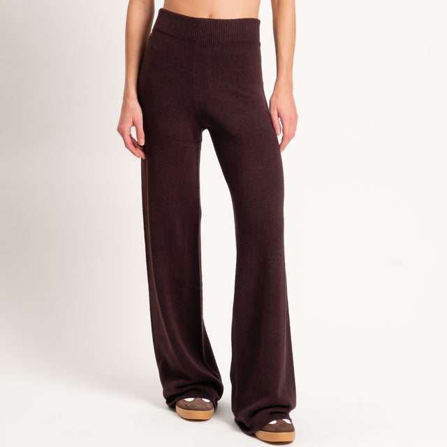 Kontatto-Pantalone in maglia elastico in vita - mogano