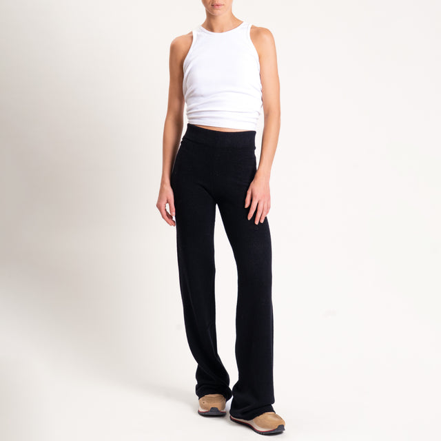 Kontatto-Pantalone in maglia elastico in vita - nero